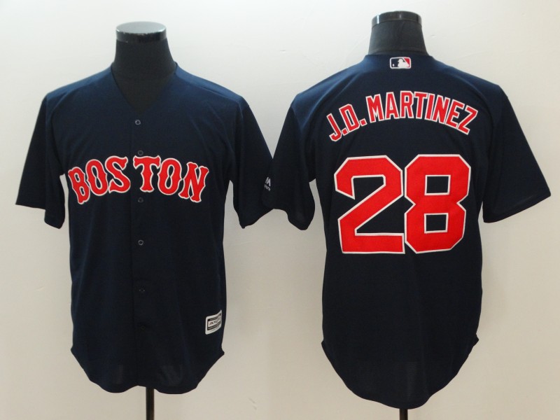 2018 Men Boston Red Sox #28 J.D.Martinez blue game jerseys